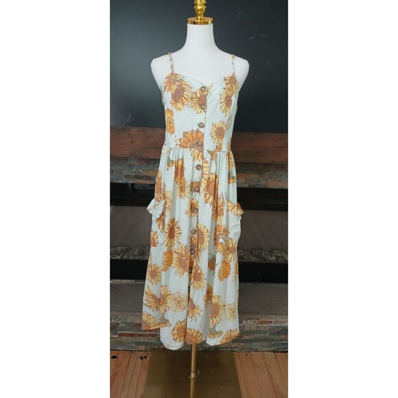 Urban Outfitters Dresses & Skirts - Urban Outfitters Cooperative Linen Blend Womens Sunflower Sundress Large Pockets